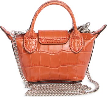Le Pilage Cuir Croc Embossed Leather Nano Crossbody Bag