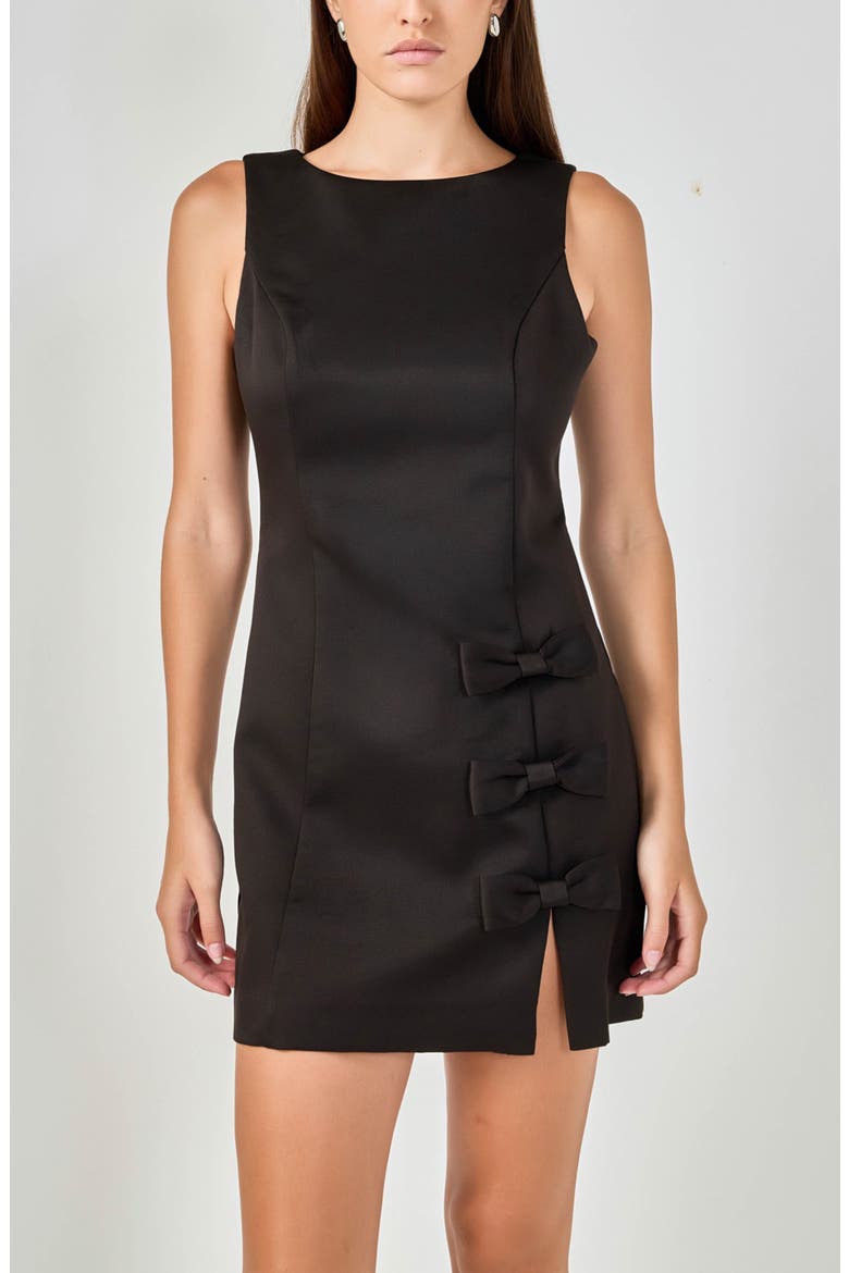 Bow Detail Sheath Minidress, Alternate, color, BLACK