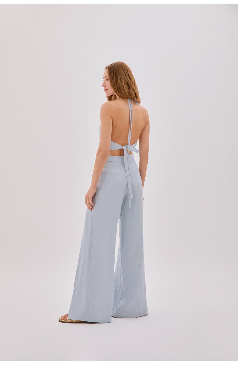 Labeca London Polly Dusty Linen Open Flare Pants, Alternate, color, Blue