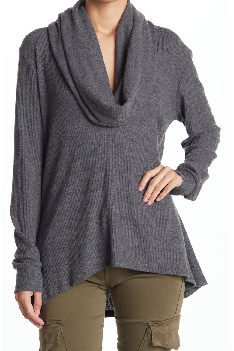 Cowl Neck Long Sleeve Sweater, Main, color, GREY