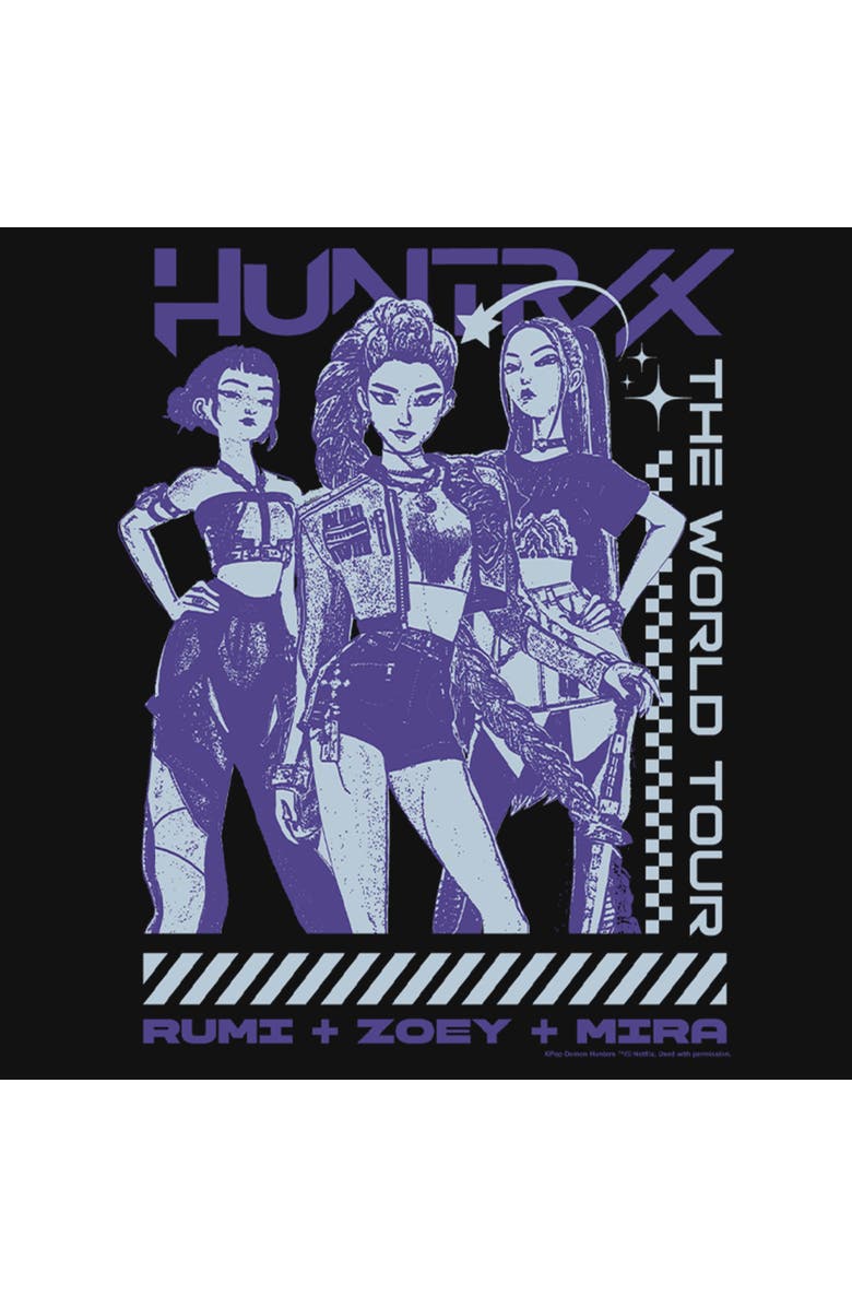 KPop Demon Hunters Girl's KPop Demon Hunters Rumi Zoey Mira Tour Graphic T-Shirt, Alternate, color, Black