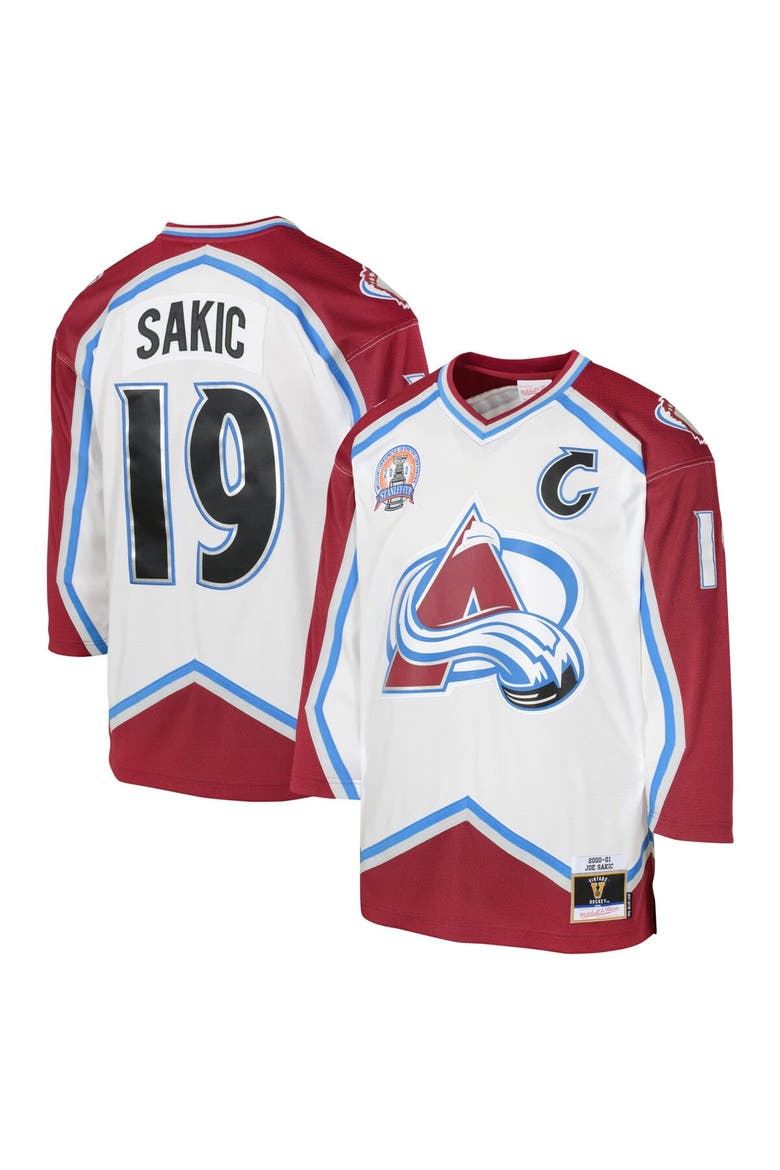 Youth Mitchell & Ness Joe Sakic White Colorado Avalanche 2000 Blue Line Player Jersey, Main, color, White
