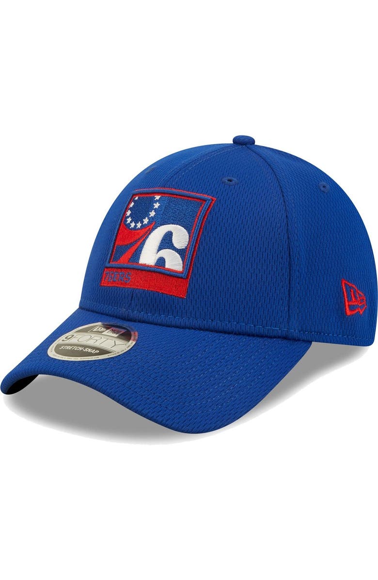 New Era Men's New Era Royal Philadelphia 76ers Framed 9FORTY Snapback Hat, Main, color, 
