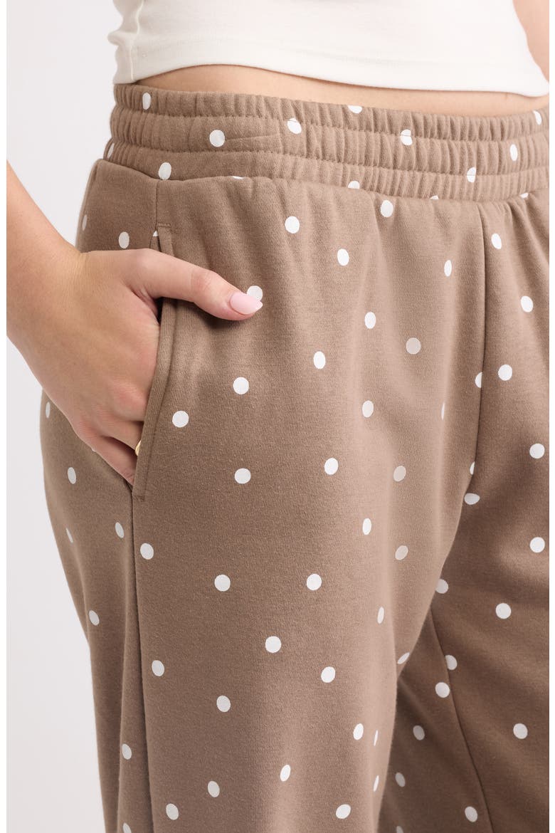Printed Baggy Sweatpants, Alternate, color, BROWN T- WHITE COZY DOT