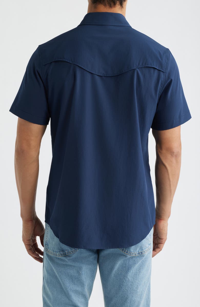 Tecovas Performance Western Short Sleeve Button-Up Shirt, Alternate, color, Navy