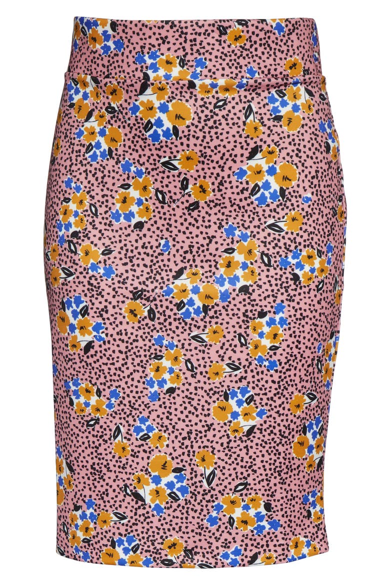 Floral Print Scuba Pencil Skirt, Alternate, color, FLOR-AU NATURALE