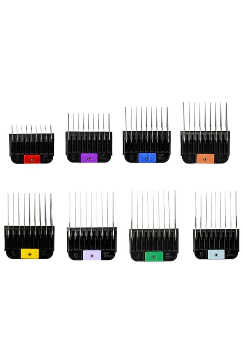 Eight Piece Color Coded Attachment Guide Comb Set, Alternate, color, Mutlicolor