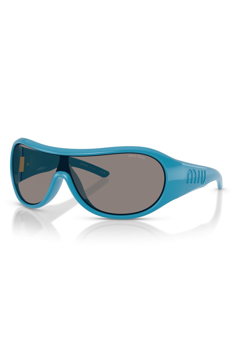 Miu Miu Runway Irregular Sunglasses, Alternate, color, Blue / Dark Grey