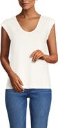 Lands' End Linen Blend Cap Sleeve Gathered Shoulder Tee