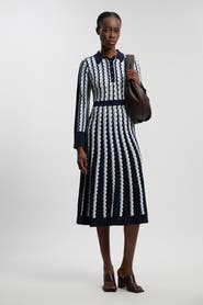 Karen Millen Pointelle Collared Midi Dress