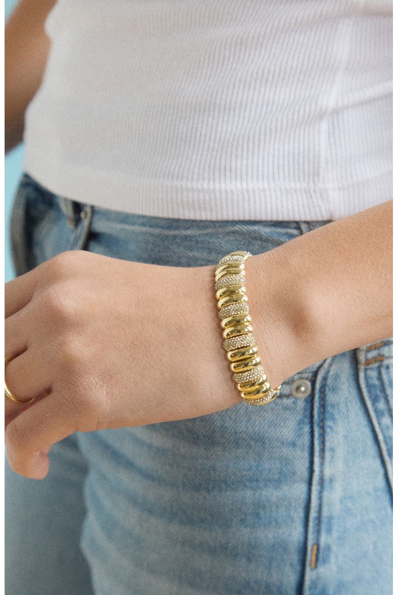 Keira Ribbed Bracelet, Alternate, color, GOLD/ GEMS
