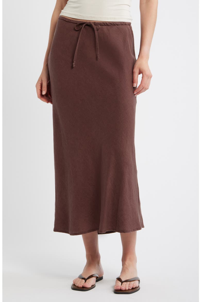 Avery Linen Blend Midi Skirt, Main, color, CHOCOLATE