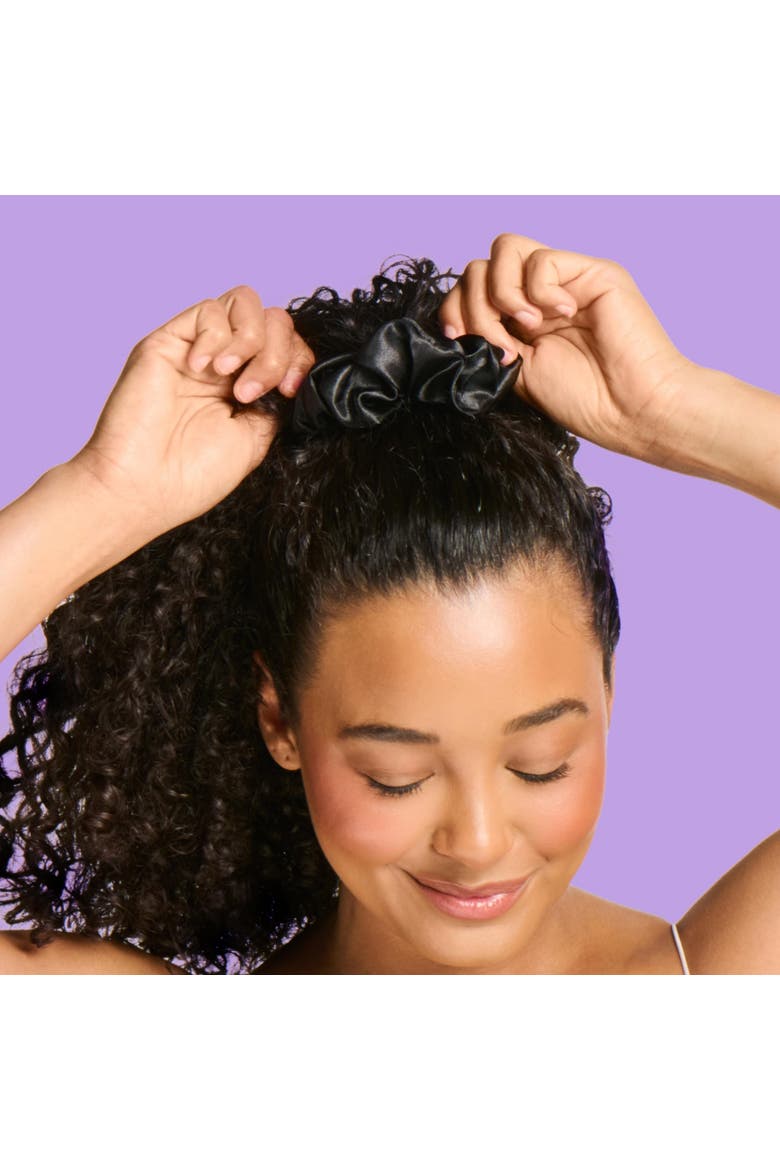 Large Satin Hair Scrunchies, Alternate, color, Black