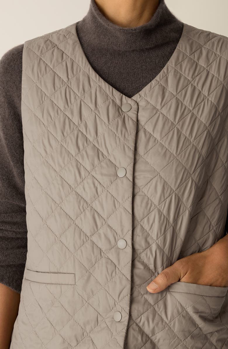 Eileen Fisher V-Neck Quilted Vest, Alternate, color, Reed