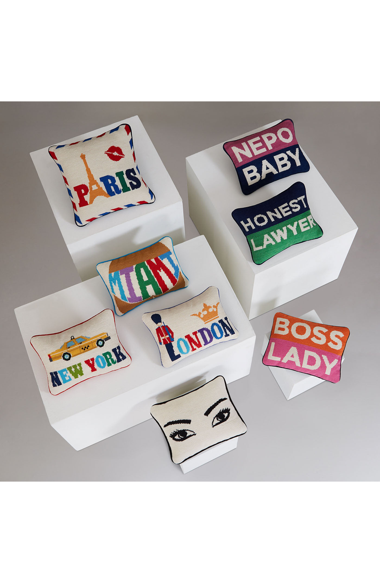Jonathan Adler Jet Set Needlepoint New York Pillow, Alternate, color, Yellow Taxi