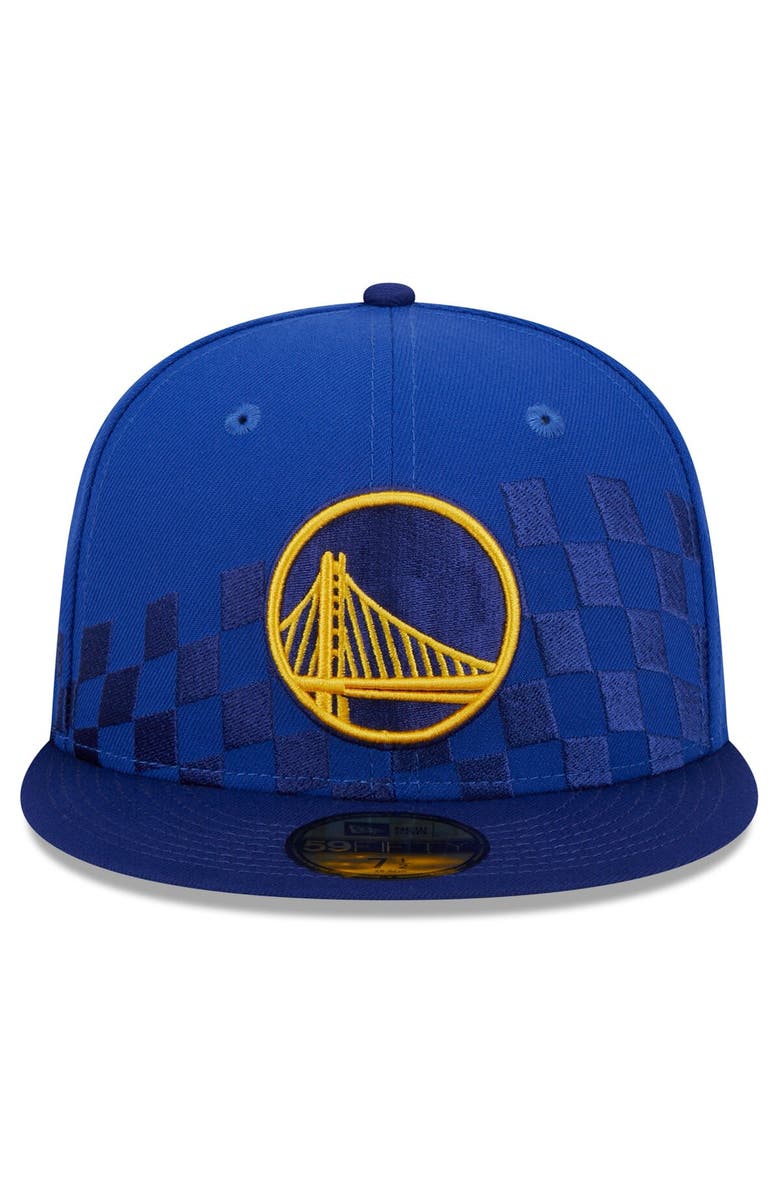 New Era Men's New Era Royal Golden State Warriors Rally Drive Checkerboard 59FIFTY Crown Fitted Hat, Alternate, color, Royal