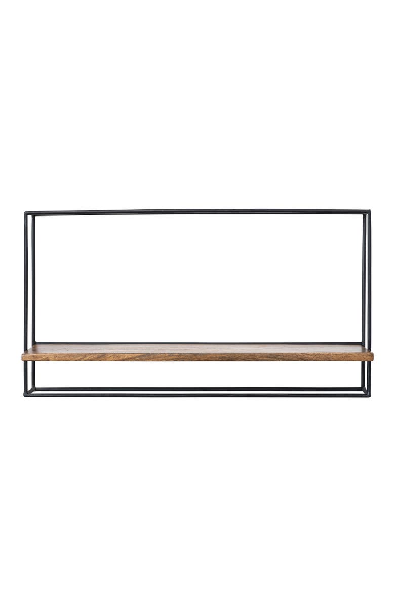 Storied Home Modern Metal and Wood Wall Shelves, Main, color, Black