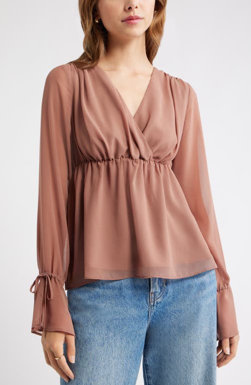 Open Edit Babydoll Chiffon Top In Neutral