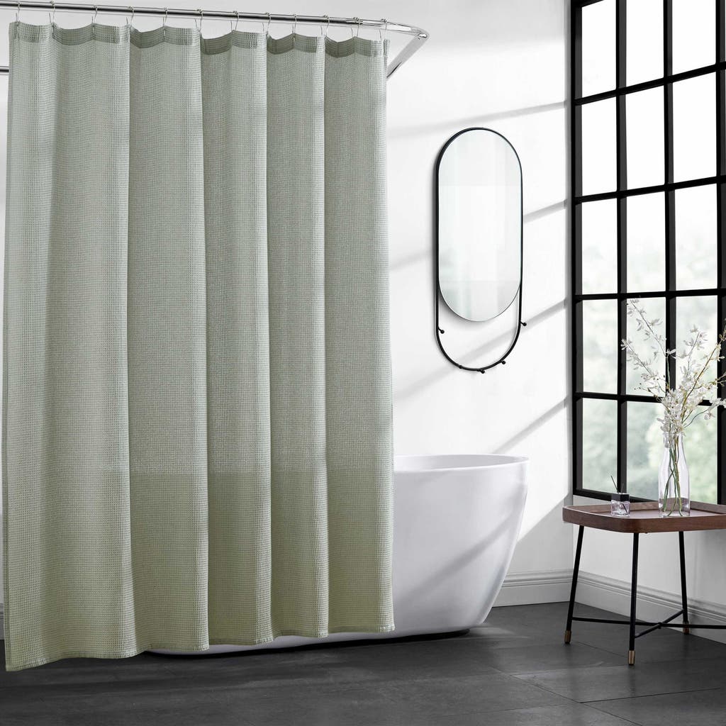 Kenneth Cole New York Waffle Textured Shower Curtain In Lt-pastel Green