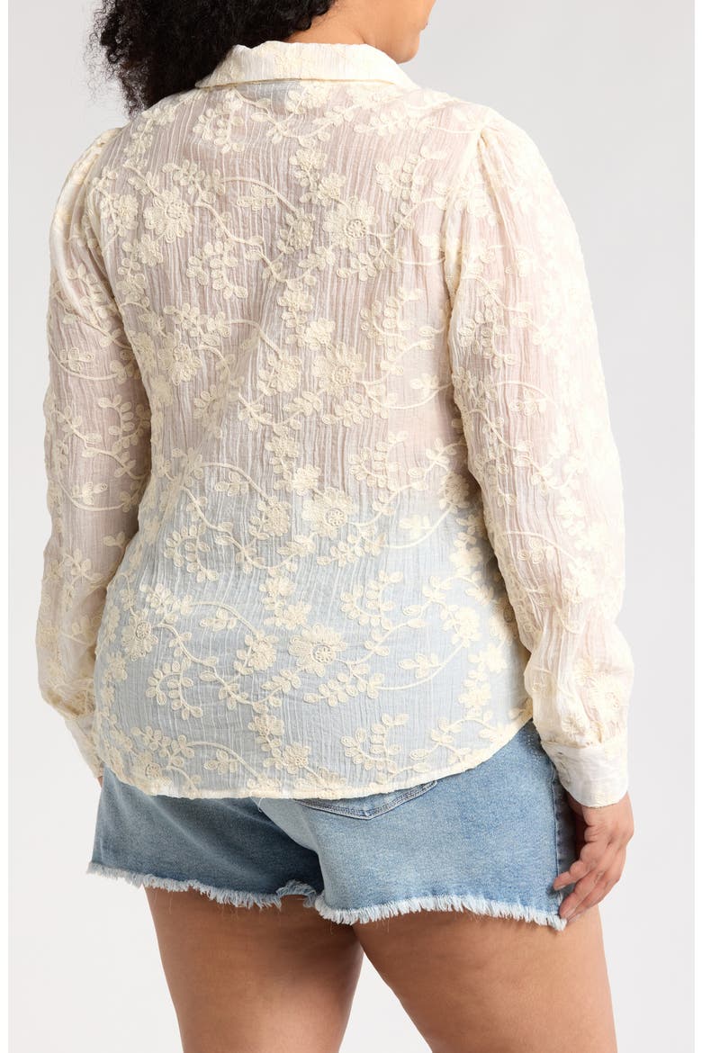 Embroidered Button Down Top, Alternate, color, NATURAL
