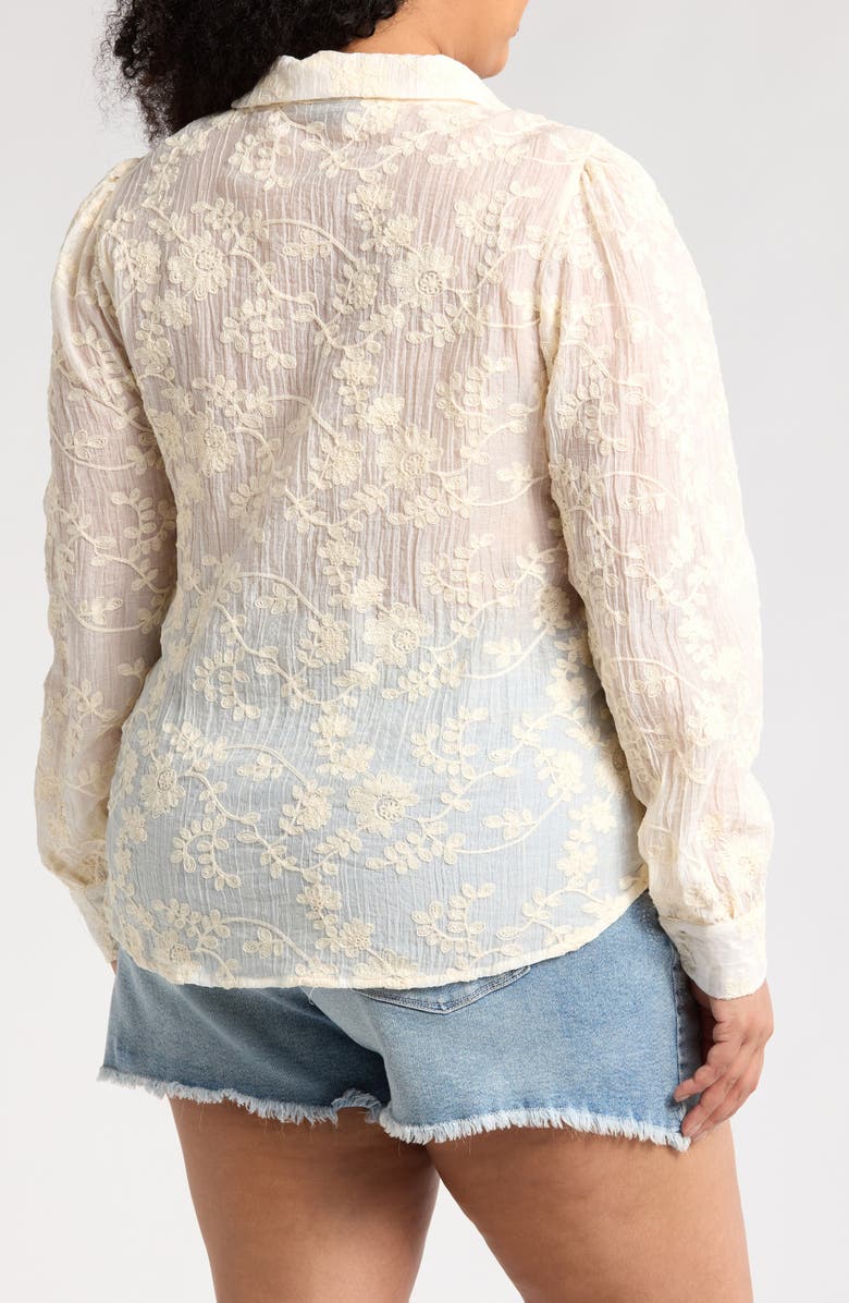 Forgotten Grace Embroidered Button Down Top, Alternate, color, Natural