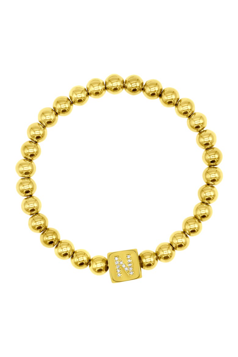 Crystal Initial Stretch Bracelet, Main, color, GOLD-N