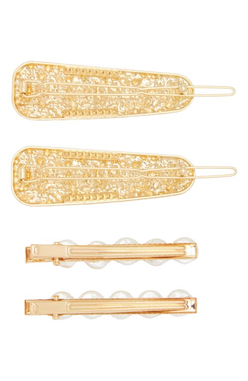Tasha Assorted 4-pack Crystal & Faux Pearl Hair Clips In Gold