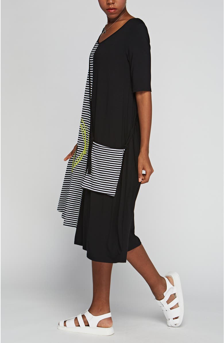 LUUKAA Seraphine Printed Striped Viscose Jersey Dress, Alternate, color, Black Striped