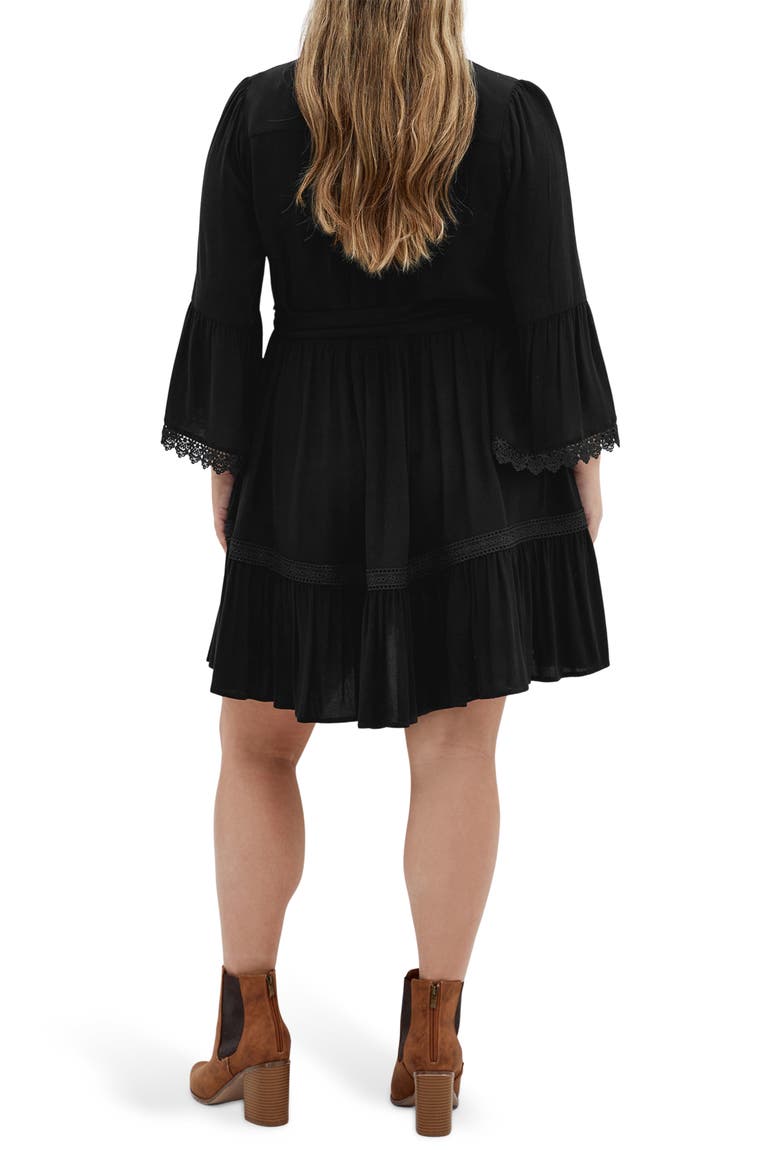 Camille Long Sleeve Minidress, Alternate, color, BLACK