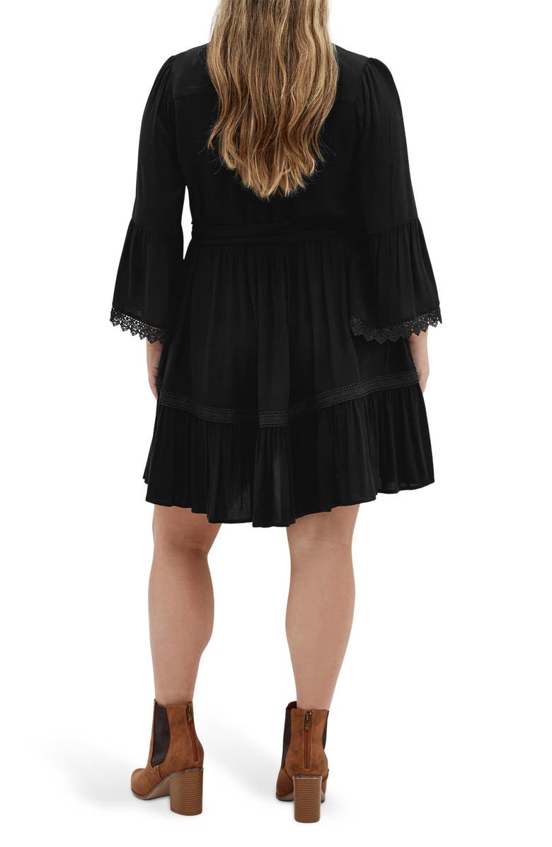 City Chic Camille Long Sleeve Minidress, Alternate, color, Black