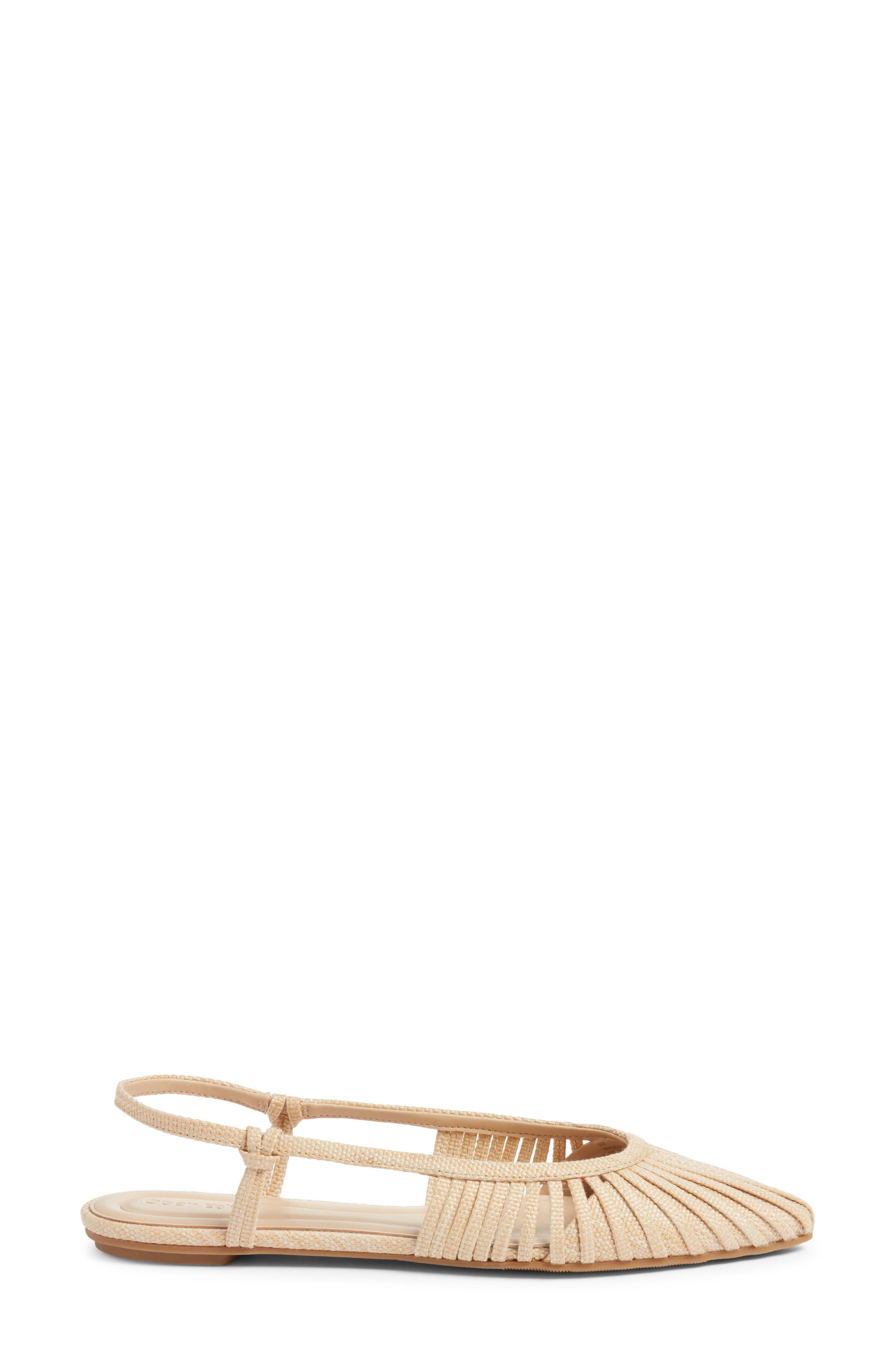 Open Edit Kaira Woven Slingback Flat, Alternate, color, Natural