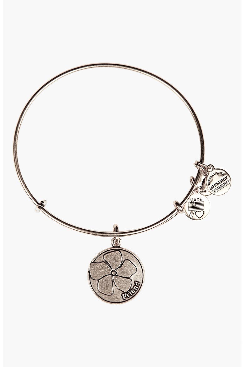 'Friend' Expandable Wire Bangle, Main, color, SILVER
