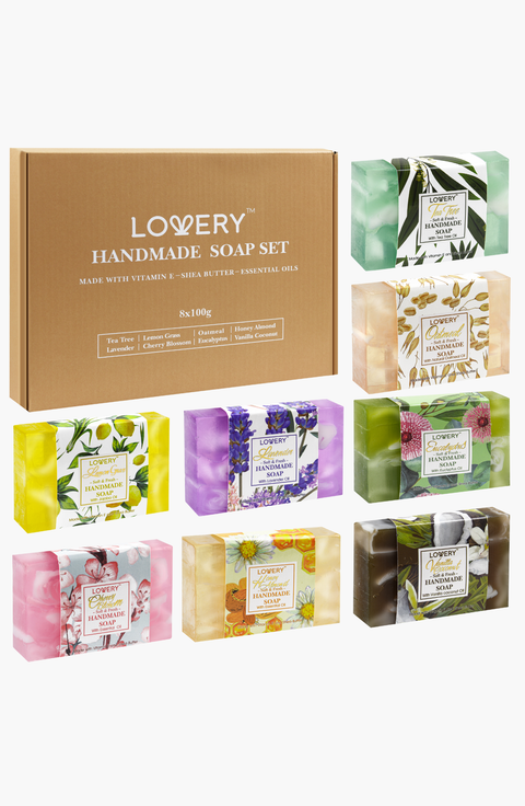 Handmade Soap Set - 8 Piece Variety Pack, Luxury Bath Soap Gift Box