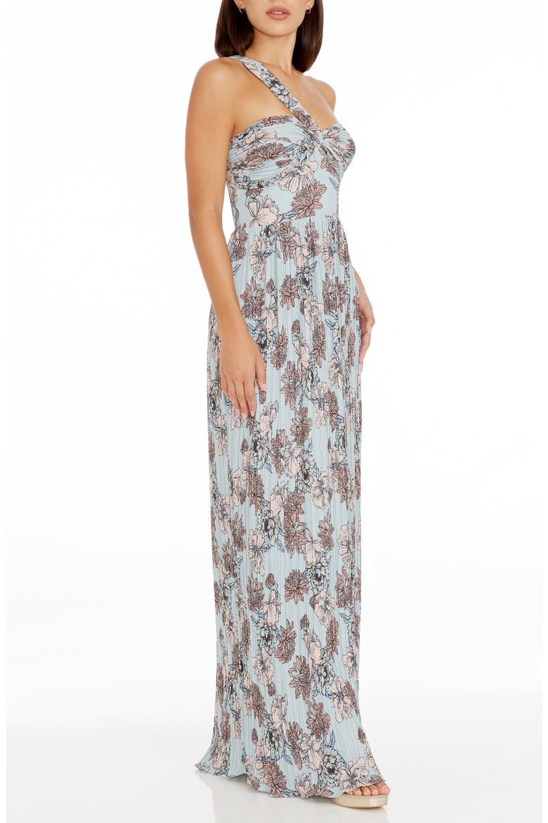 Idalia Floral One-Shoulder Gown, Alternate, color, SAGE MULTI