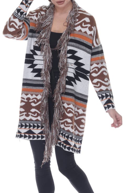 Fringe Trim Longline Cardigan