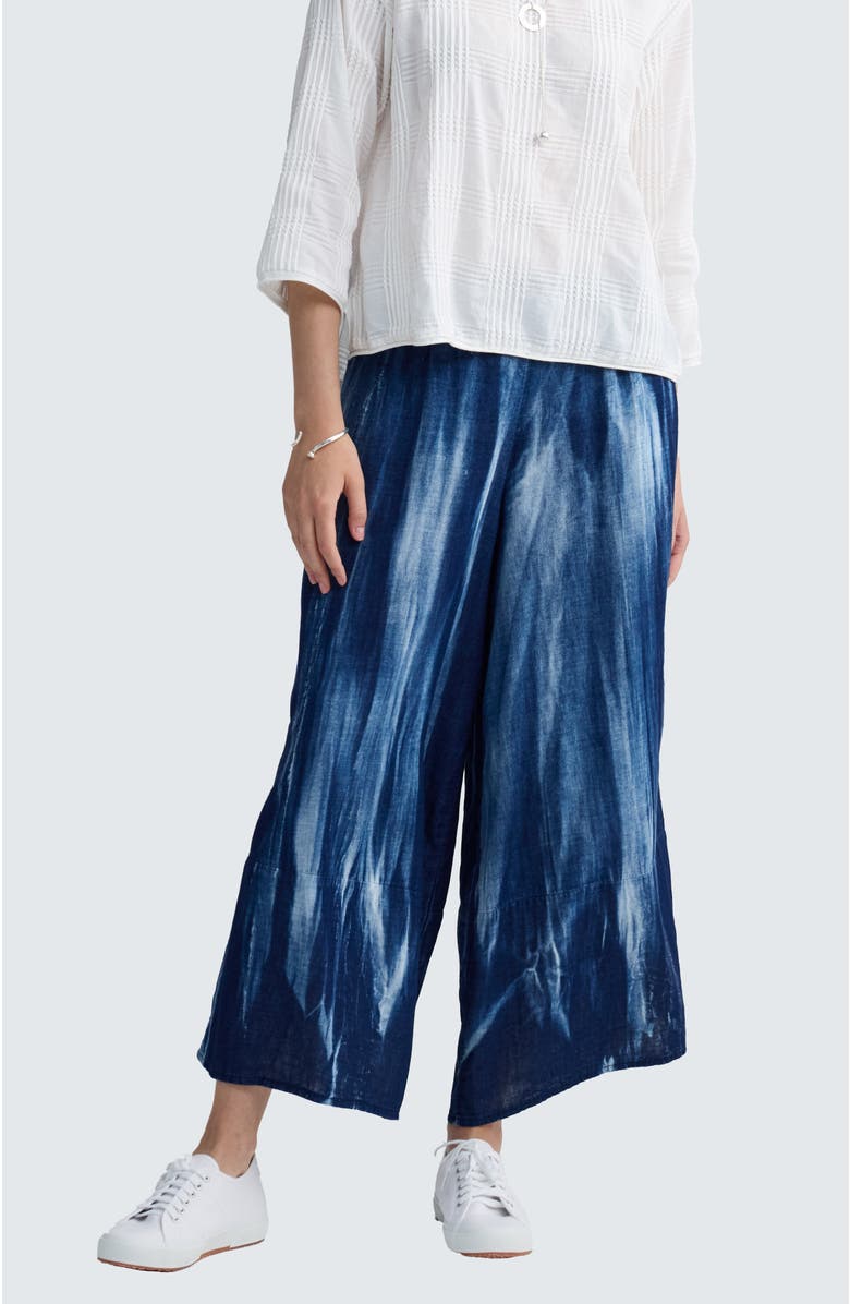 LUUKAA Skylar Batik-effect Wide-leg Pants, Main, color, Candy Sky