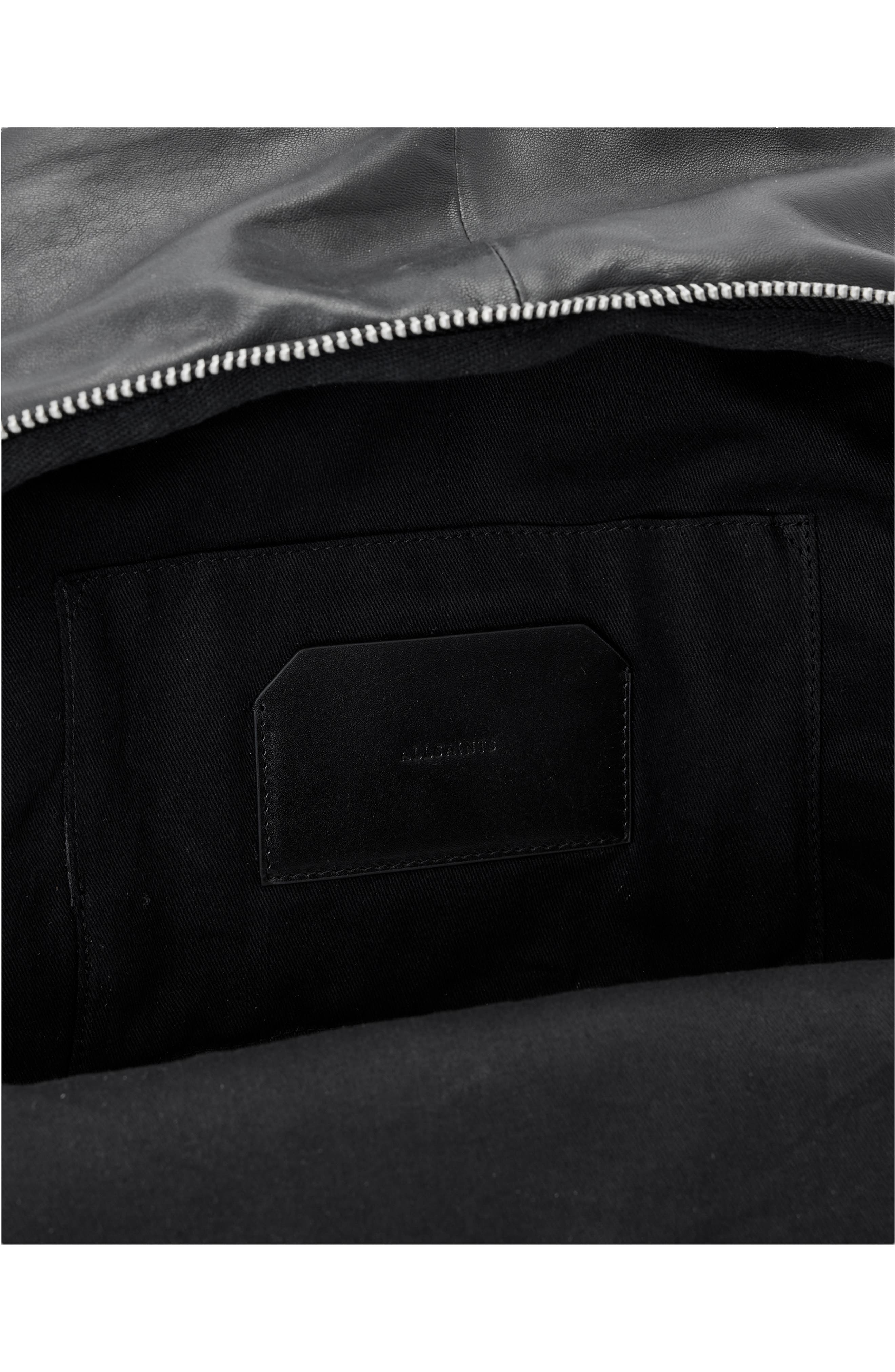 AllSaints Finn Leather Backpack, Alternate, color, Black