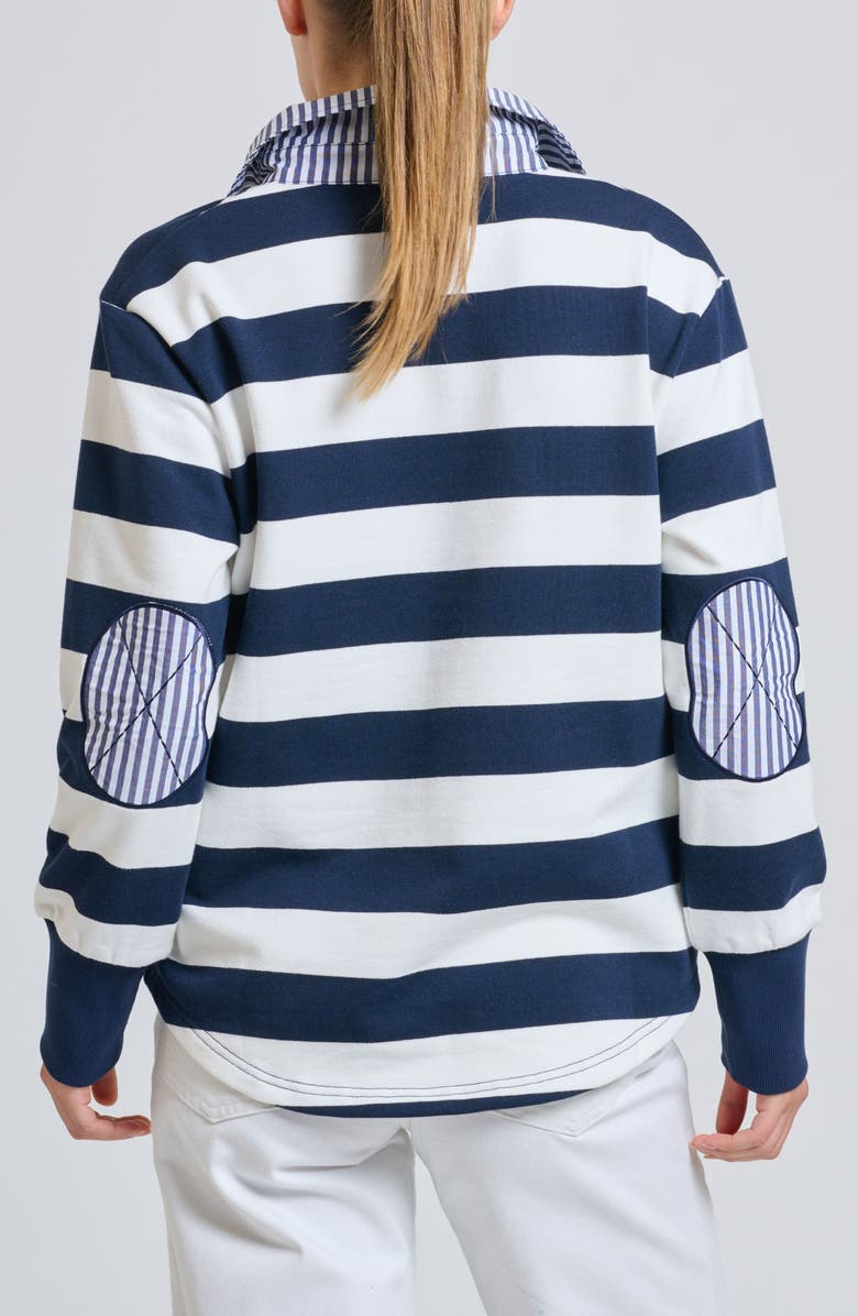 SHIRTY Rugby Stripe Cotton Sweatshirt, Alternate, color, Navy White Stripe