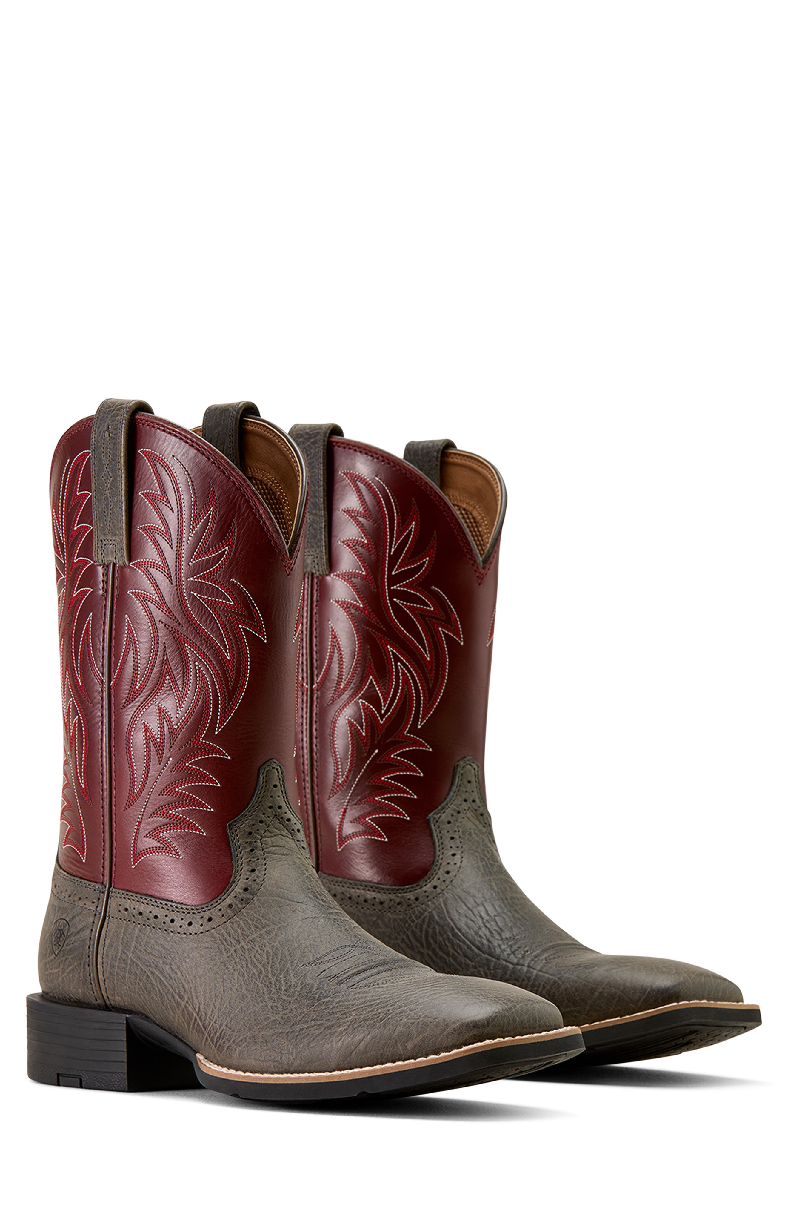 Sport Western Leather Boot, Alternate, color, GREY