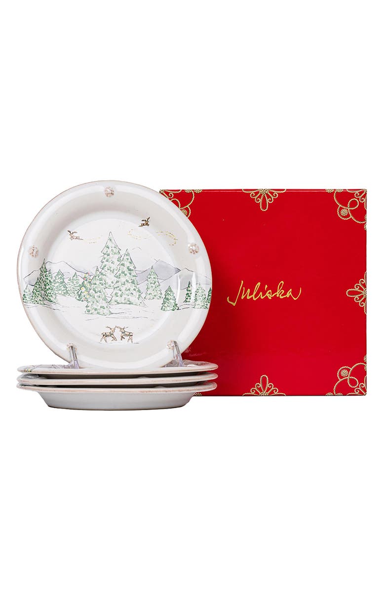 Juliska Berry & Thread North Pole Set of 4 Cocktail Plates, Alternate, color, Multi