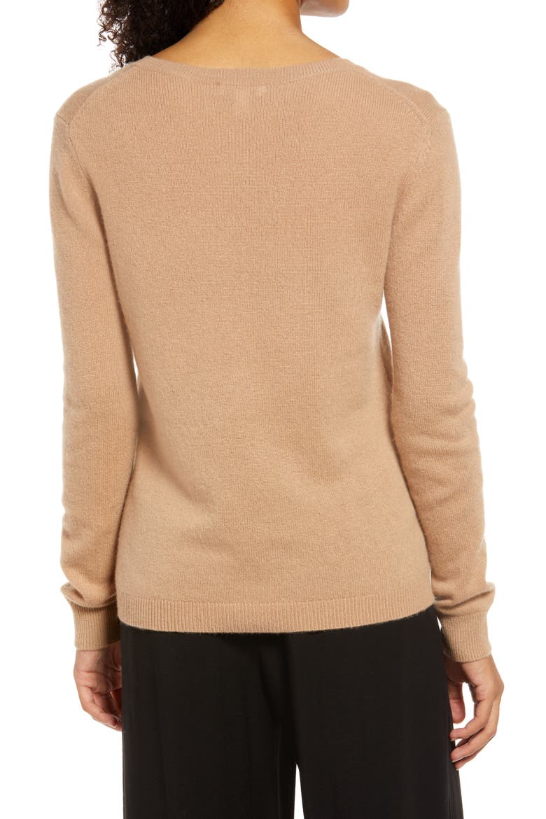 Cashmere Essential V-Neck Sweater, Alternate, color, CAMEL