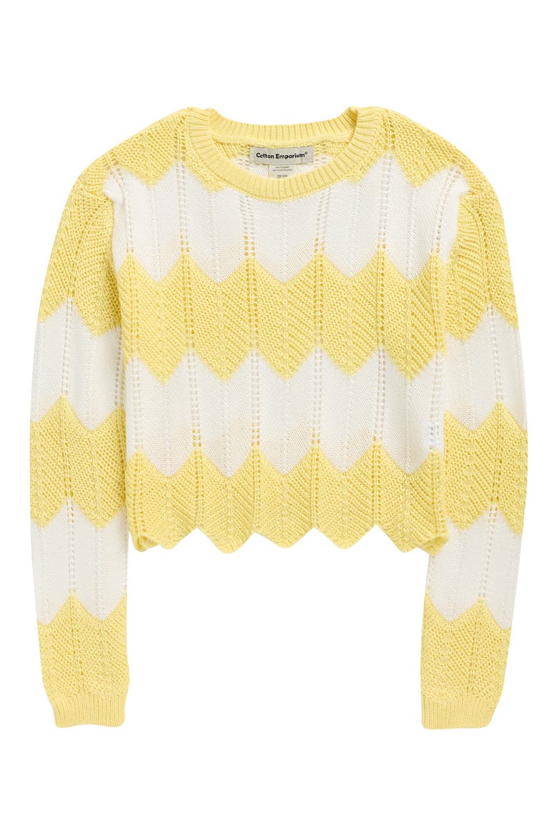 Chevron Stripe Pointelle Sweater, Main, color, YELLOW