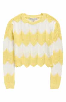 Chevron Stripe Pointelle Sweater