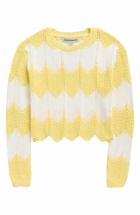 Chevron Stripe Pointelle Sweater