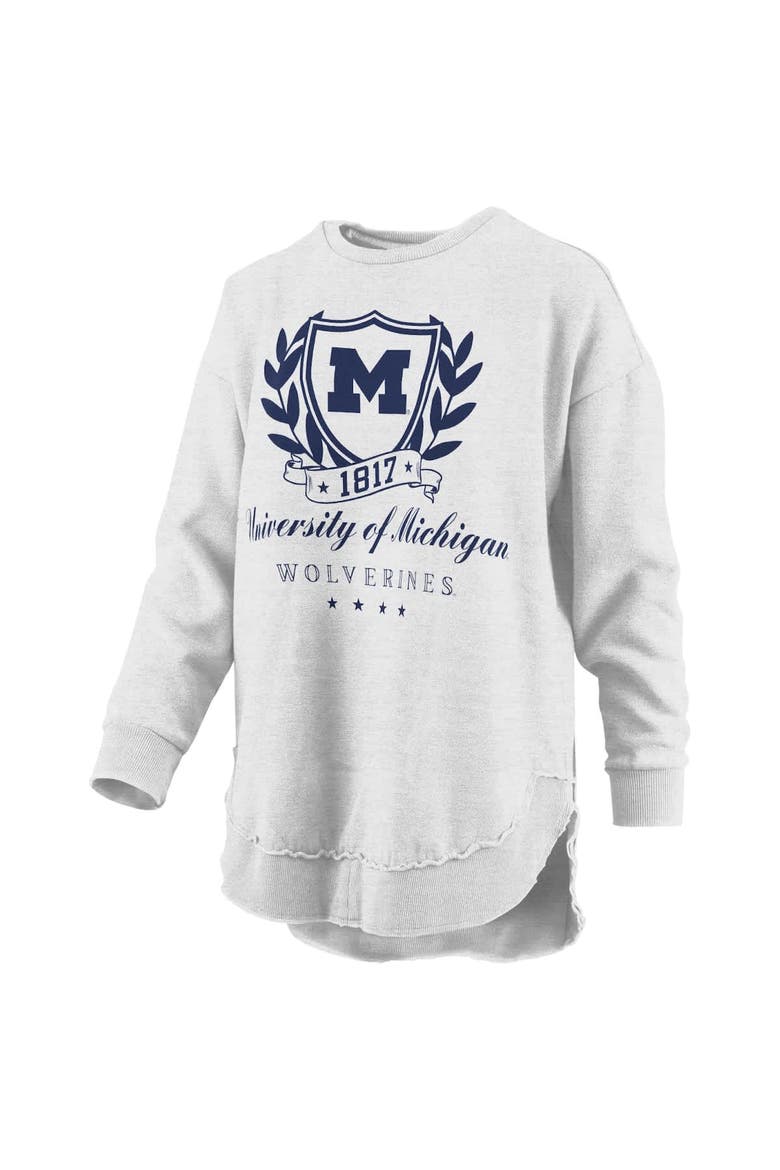 Women's Pressbox Heather Gray Michigan Wolverines Field Day Melange Poncho Pullover Sweatshirt, Alternate, color, Heather Gray