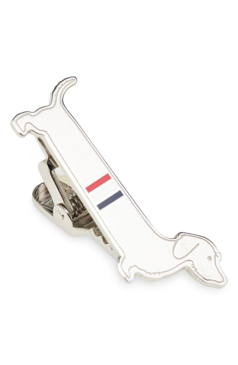 Thom Browne Limousine Hector Sterling Silver & Enamel Tie Clip, Main, color, Silver