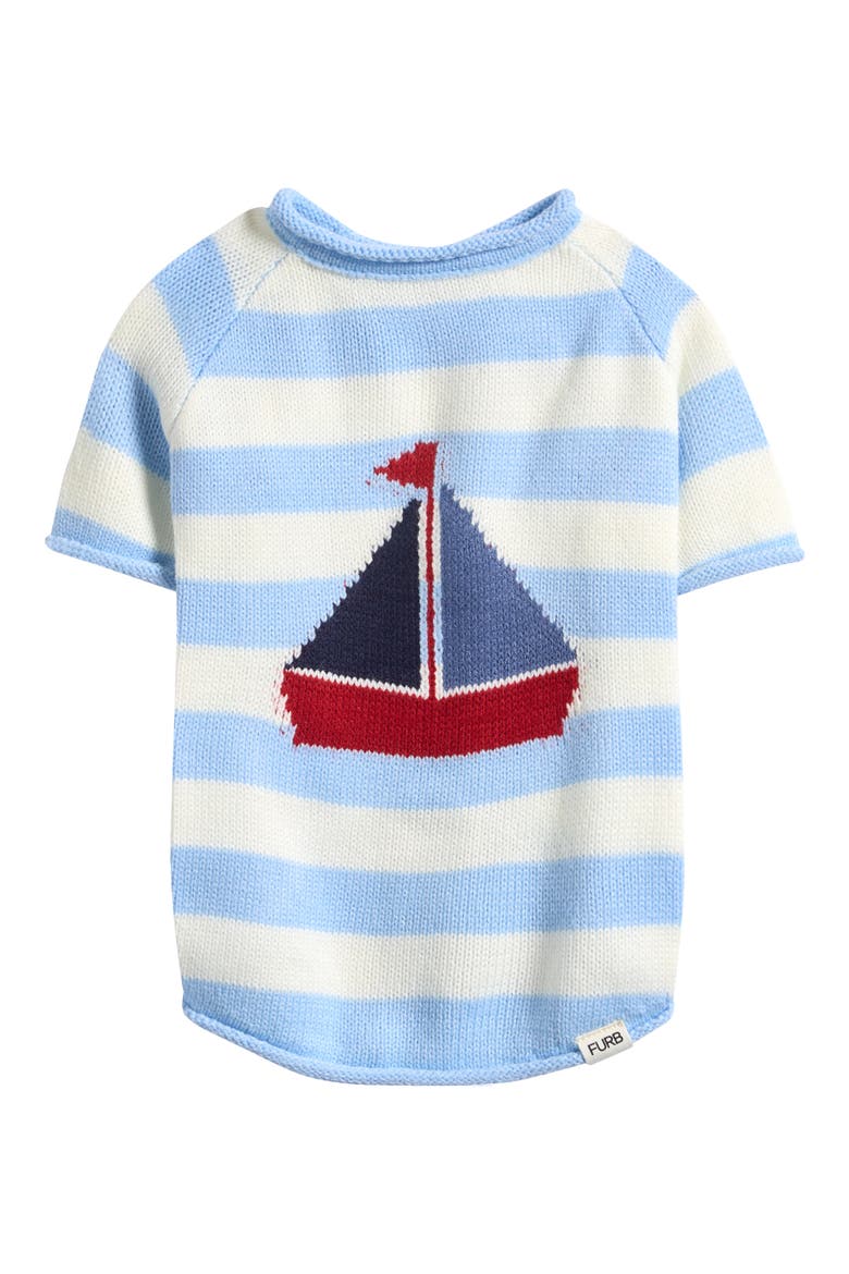 Ship Ahoy Strip Pet Sweater, Main, color, BLUE/IVORY