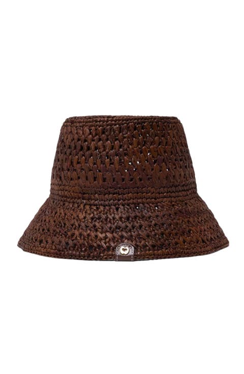 Colourful natural raffia bucket hat