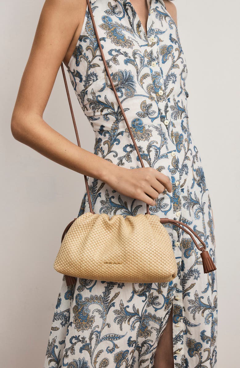 Veronica Beard Small Raffia Stash Bag, Alternate, color, Hazelwood Natural