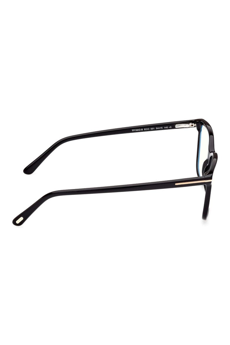 54mm Square Blue Light Blocking Glasses, Alternate, color, SHINY BLACK